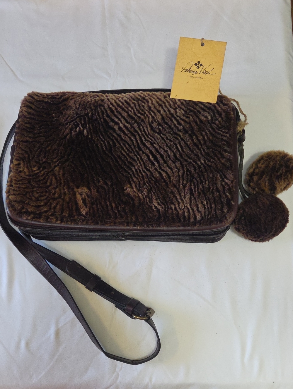 Patricia Nash Brown Faux Fur Crossbody Bag BNWT